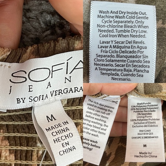 Sofia Jeans by Sofia Vergara V-neck flutter sleeve top animal print size M - Picture 11 of 15